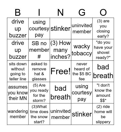 Storm Bingo Card