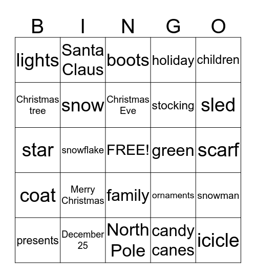 Christmas Bingo Card