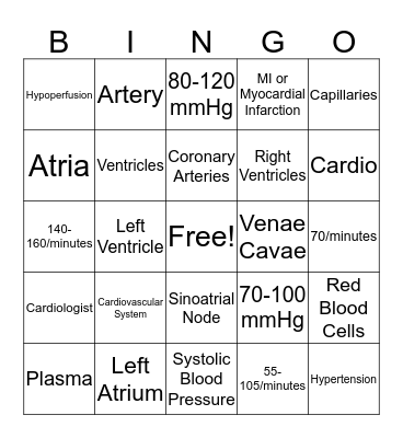 "Heart" BINGO Card