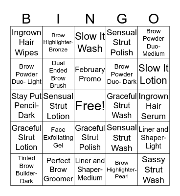 Waxer Retail Bingo Card