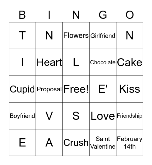 Valentine's Bingo Card
