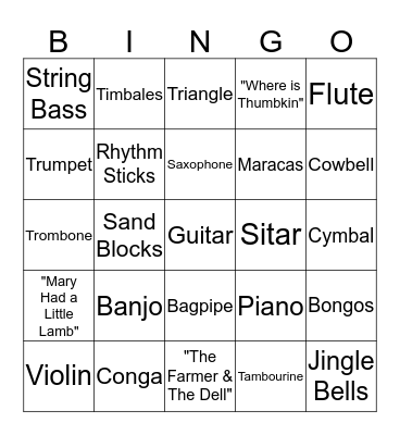 Ms Rivas Music Bingo! Bingo Card