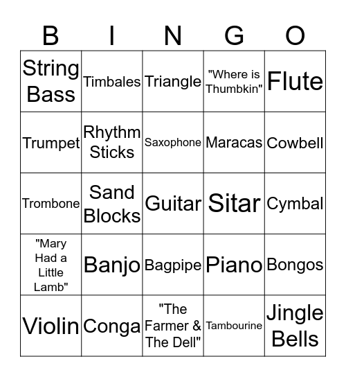 Ms Rivas Music Bingo! Bingo Card