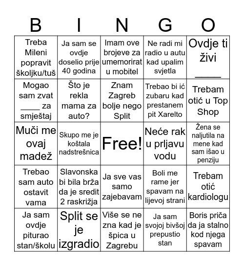TATA Bingo Card
