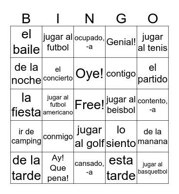 Capitulo 4B Bingo Card