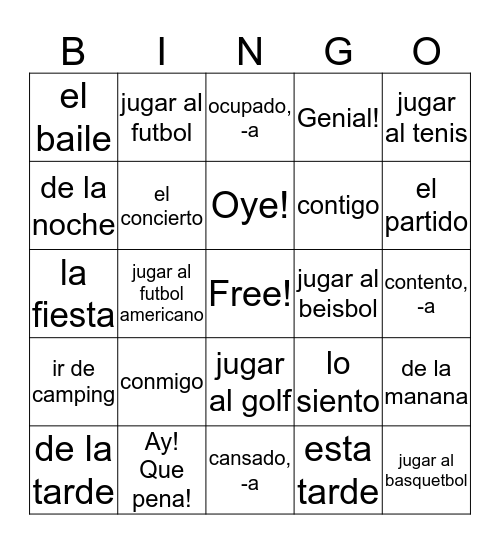 Capitulo 4B Bingo Card