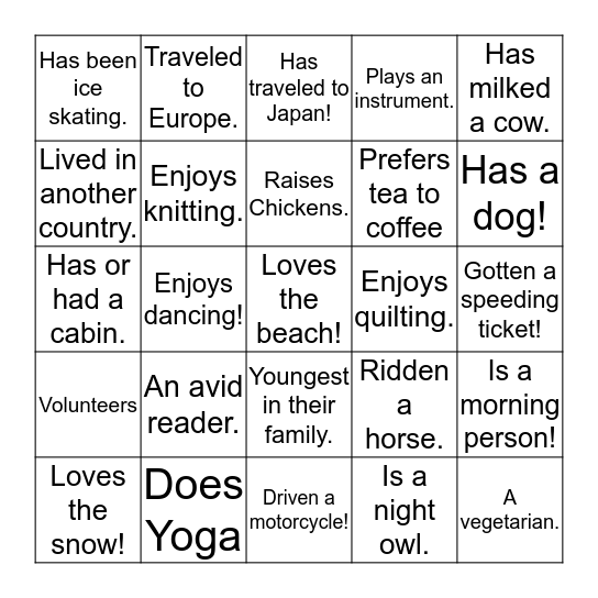 Ladies Luncheon Meet and Greet Bingo Card