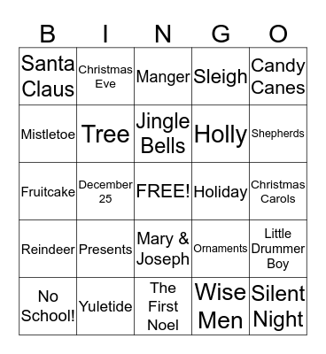 CHRISTMAS Bingo Card