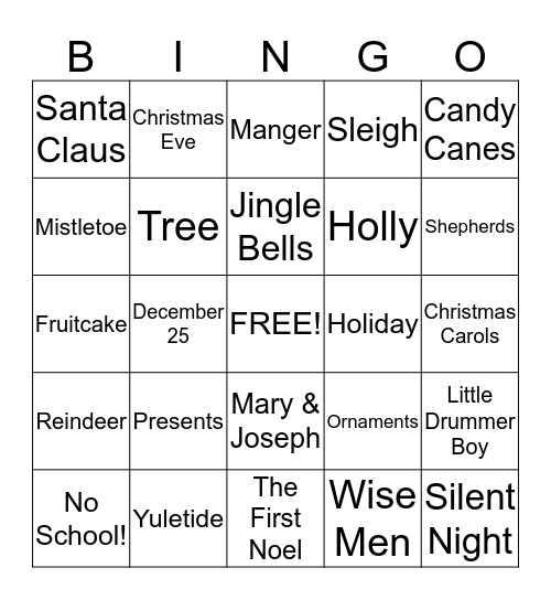 CHRISTMAS Bingo Card
