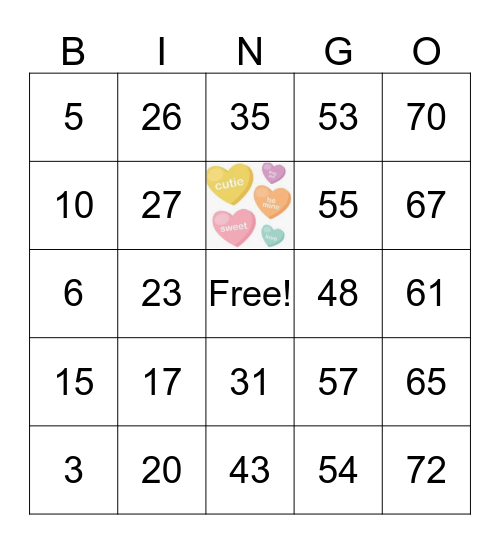 VALENTINE'S DAY  Bingo Card