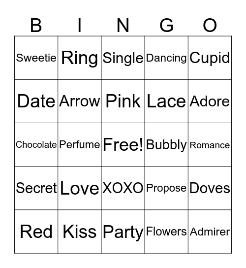 Valentine's Bingo Card