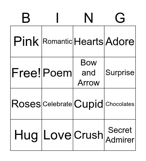 Valentine's Day Bingo  Bingo Card