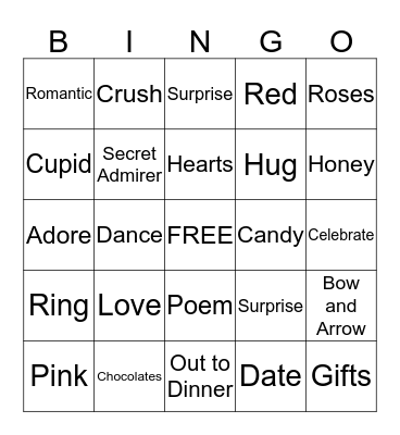 Valentine's Day Bingo  Bingo Card