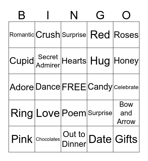 Valentine's Day Bingo  Bingo Card