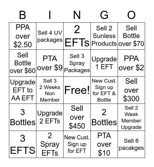 SALES BINGO Card