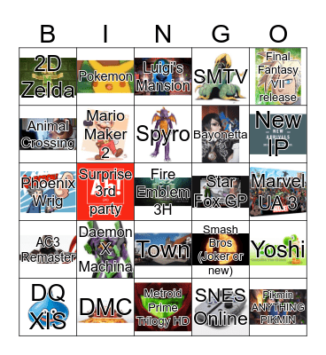 Ninty Direct Bingo Card