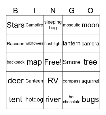 Camping reading bingo! Bingo Card