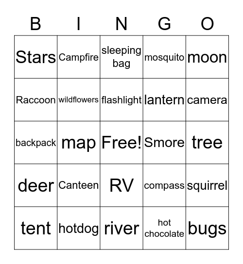 Camping reading bingo! Bingo Card