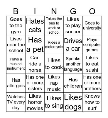 Find someone who... Bingo Card