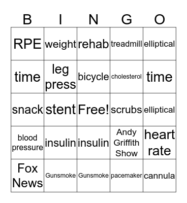Cardiac Rehab Week! Bingo Card