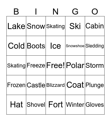 Polar Plunge Bingo Card