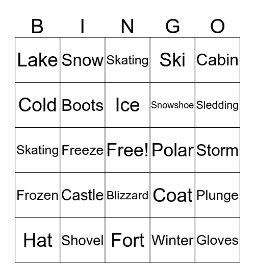 Polar Plunge Bingo Card