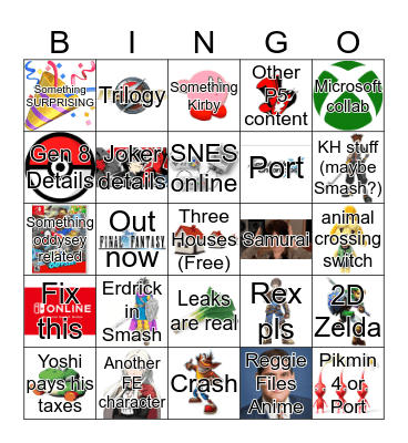 Nintendo Direct Bingo Card