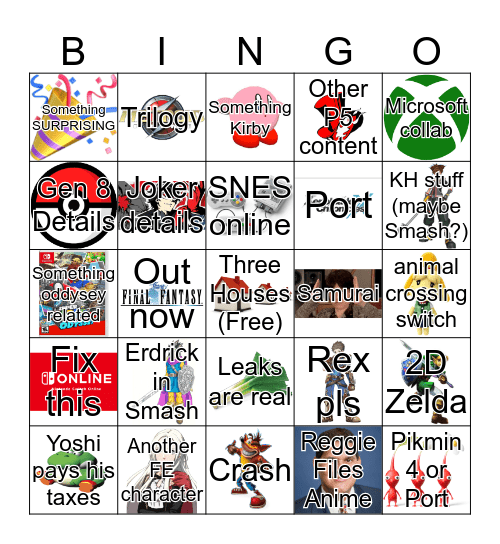 Nintendo Direct Bingo Card