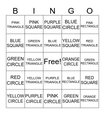 COLOR SHAPE BINGO Card