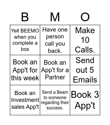 Call Day Challenge Bingo Card