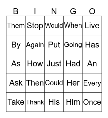 Giacomo's Bingo Card