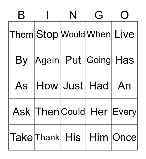 Giacomo's Bingo Card