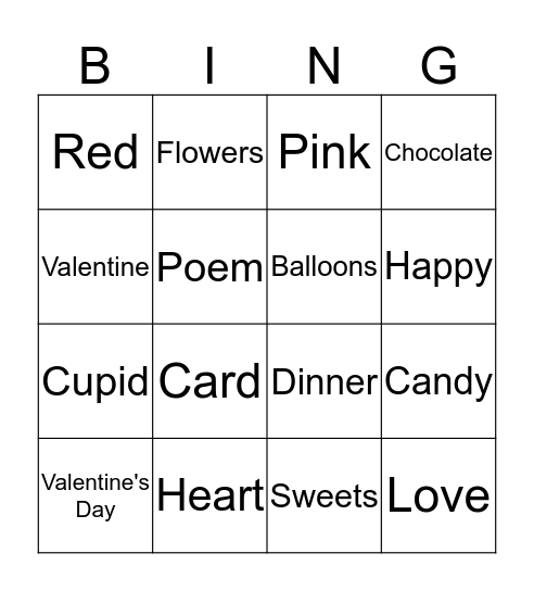 Valentine's Day!!  Bingo Card