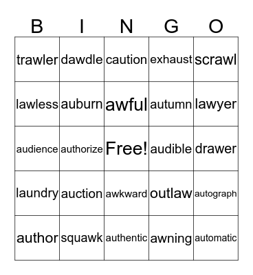 AU-AW Bingo Card