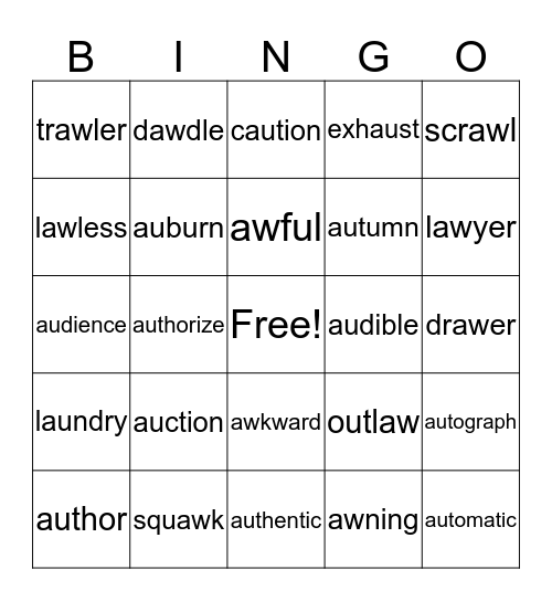 AU-AW Bingo Card