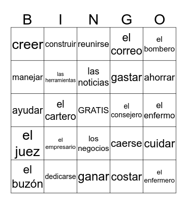 U4L1 Vocabulary BINGO Card