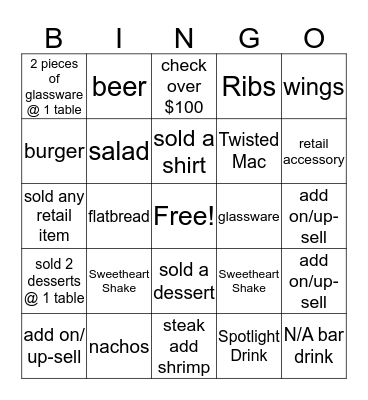 Hard Rock Bingo Card