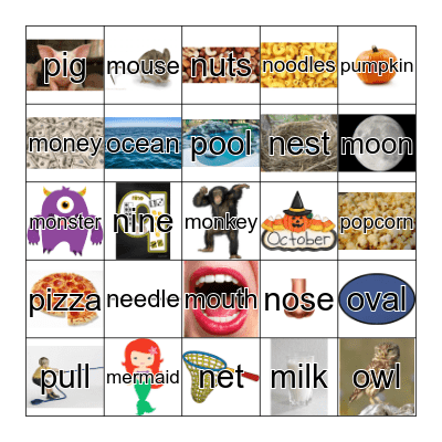 Mm, Nn, Oo, Pp Bingo Card