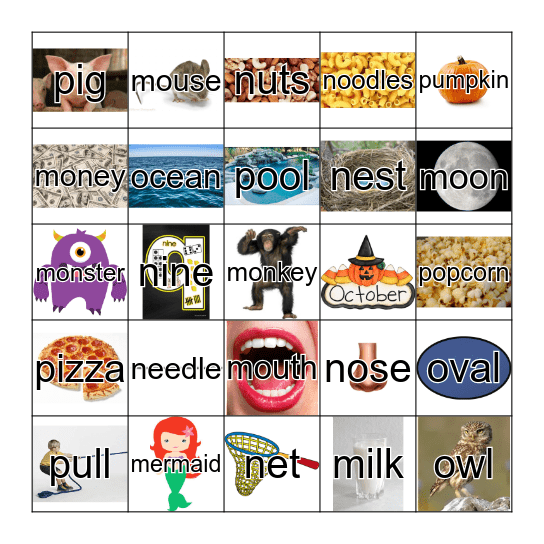 Mm, Nn, Oo, Pp Bingo Card