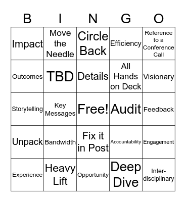 Buzzword Bingo Card