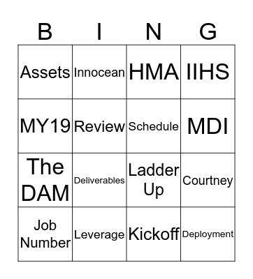 Briefing Bingo Card