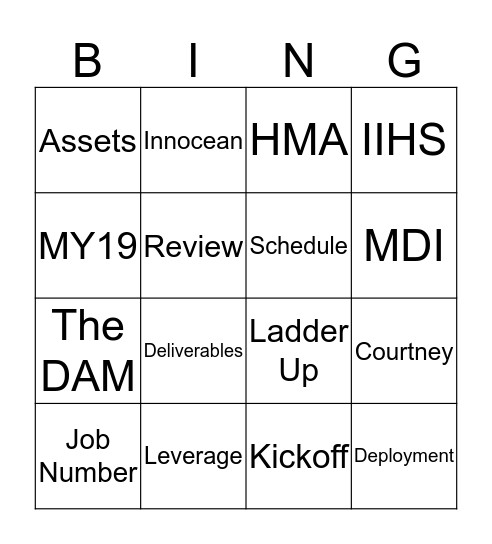 Briefing Bingo Card