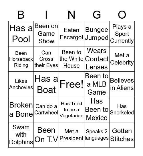 Nivano  Bingo Card