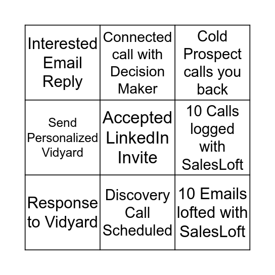 Prospecting Bingo Card