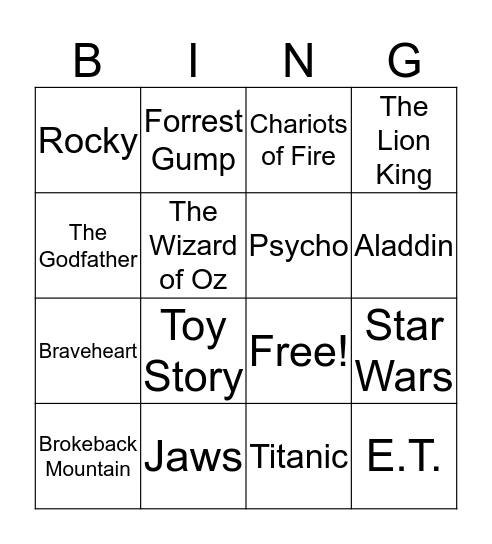 Total-Quiz.com Presents Radio B!ngo: Oscars Edition Bingo Card