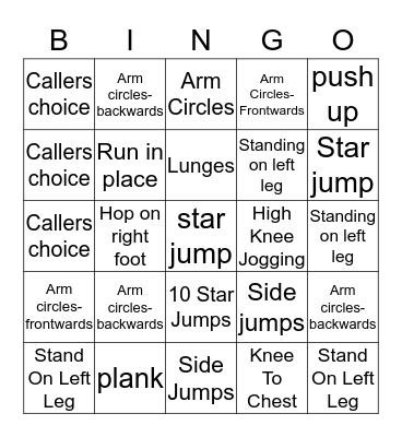 FITNESS BINGO Card