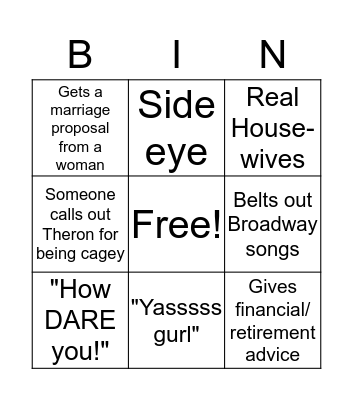 Theron's Birthday Bingo Card