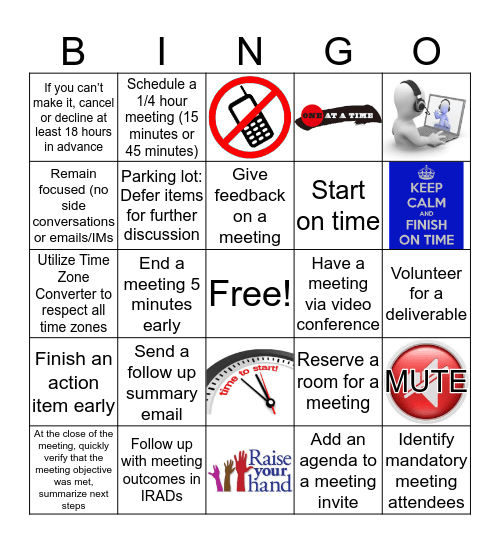 Meeting Norms Bingo Card