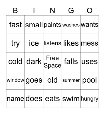 Polly's Pet Polar Bear Bingo Card