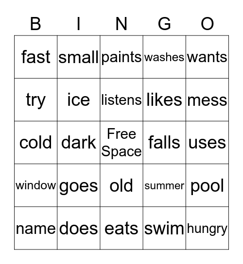 Polly's Pet Polar Bear Bingo Card
